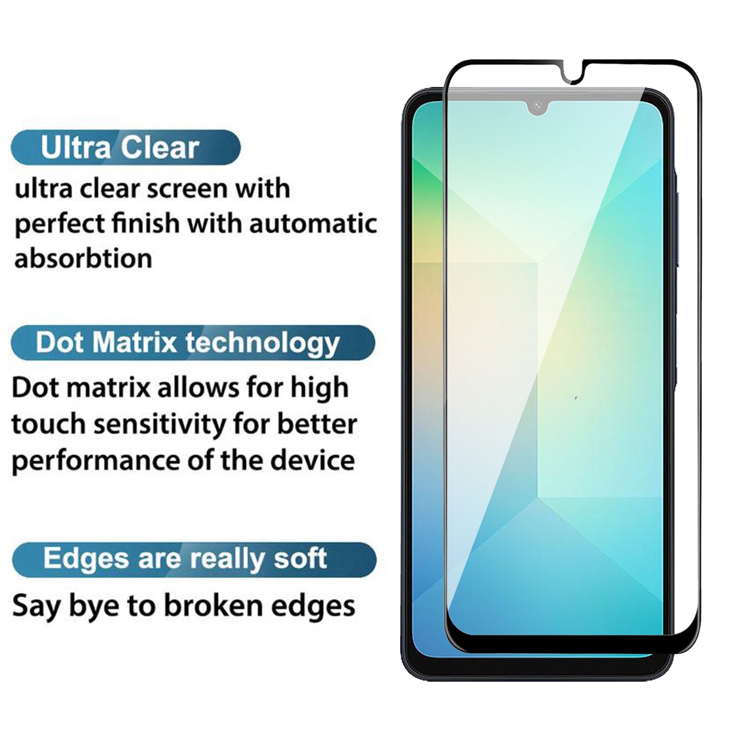 Tempered Glass for Samsung Galaxy A06 / M06 / F06 (Black) Edge to Edge, Pack of 1