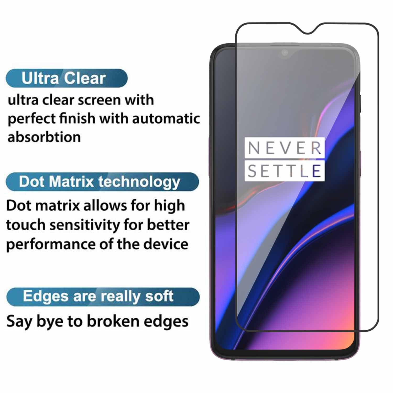 Tempered Glass for Oneplus 6T / Oneplus 7 , Edge to Edge , Pack of 1 , Black