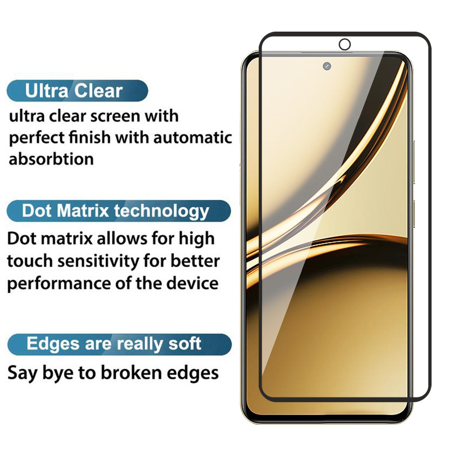 Tempered Glass for Realme Narzo 70 Pro , Pack of 1 , Edge to Edge