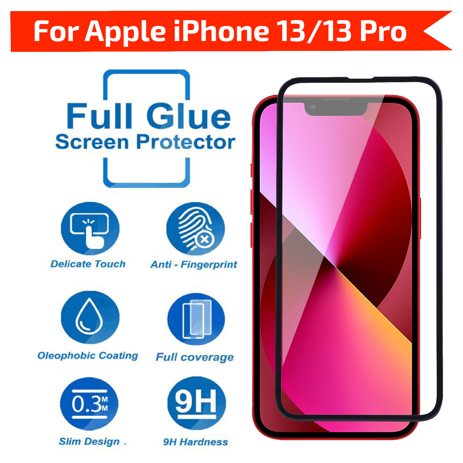 Tempered Glass for Apple iPhone 13 / 13 Pro / 14 Edge to Edge , Pack of 1