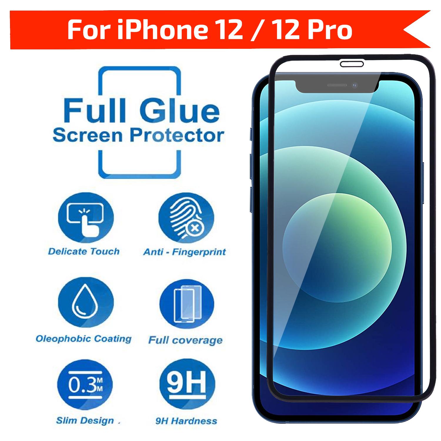 Tempered Glass for Apple iPhone 12 / iPhone 12 Pro Edge to Edge , Pack of 1