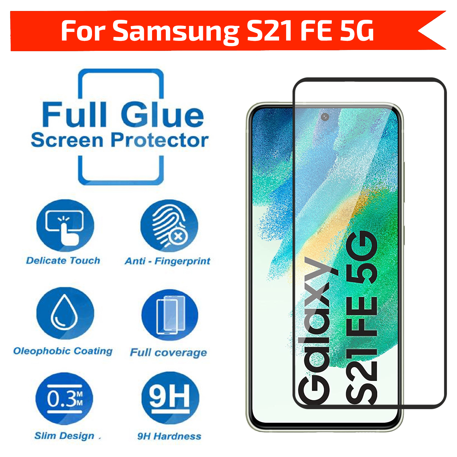 Tempered Glass for Samsung Galaxy S21 FE 5G (Black) Edge to Edge, Pack of 1