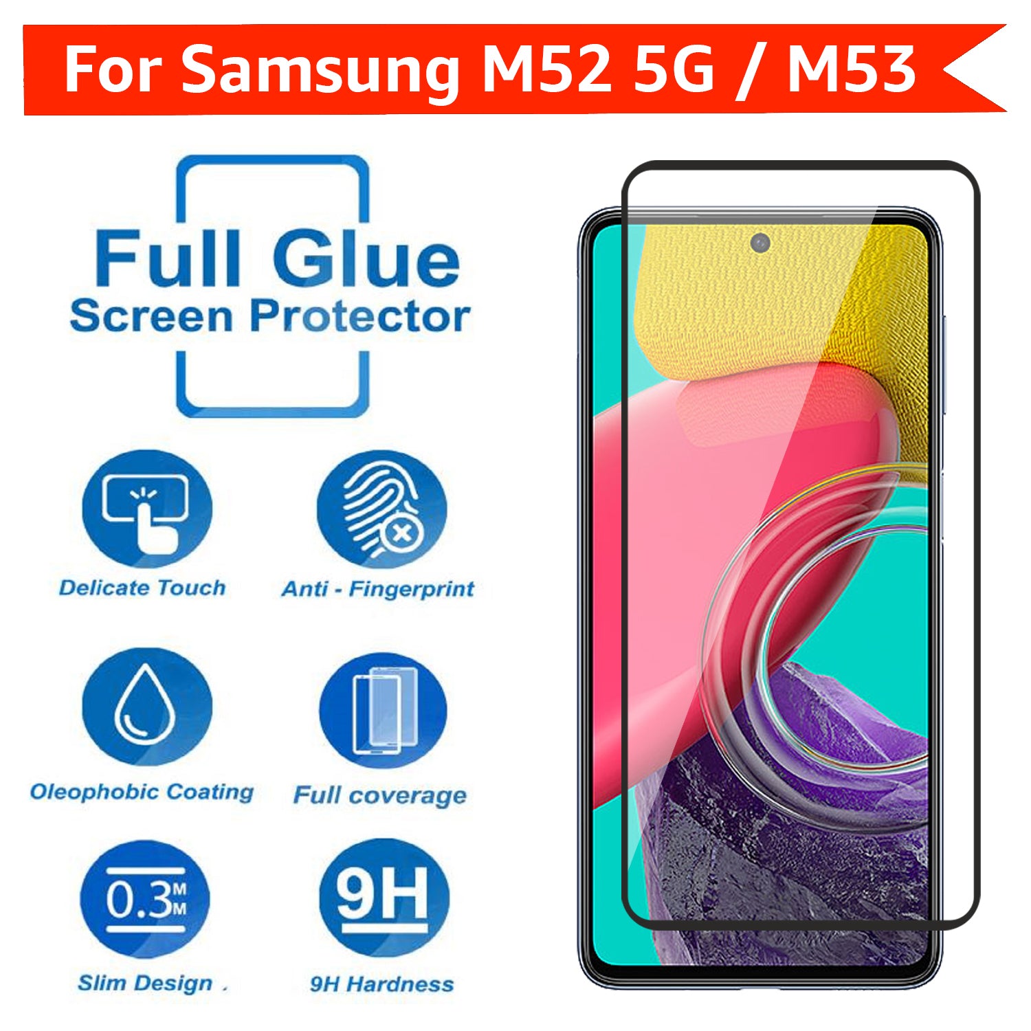Tempered Glass for Samsung Galaxy M52 5G / Samsung Galaxy M53 (Black) Edge to Edge , Pack of 1