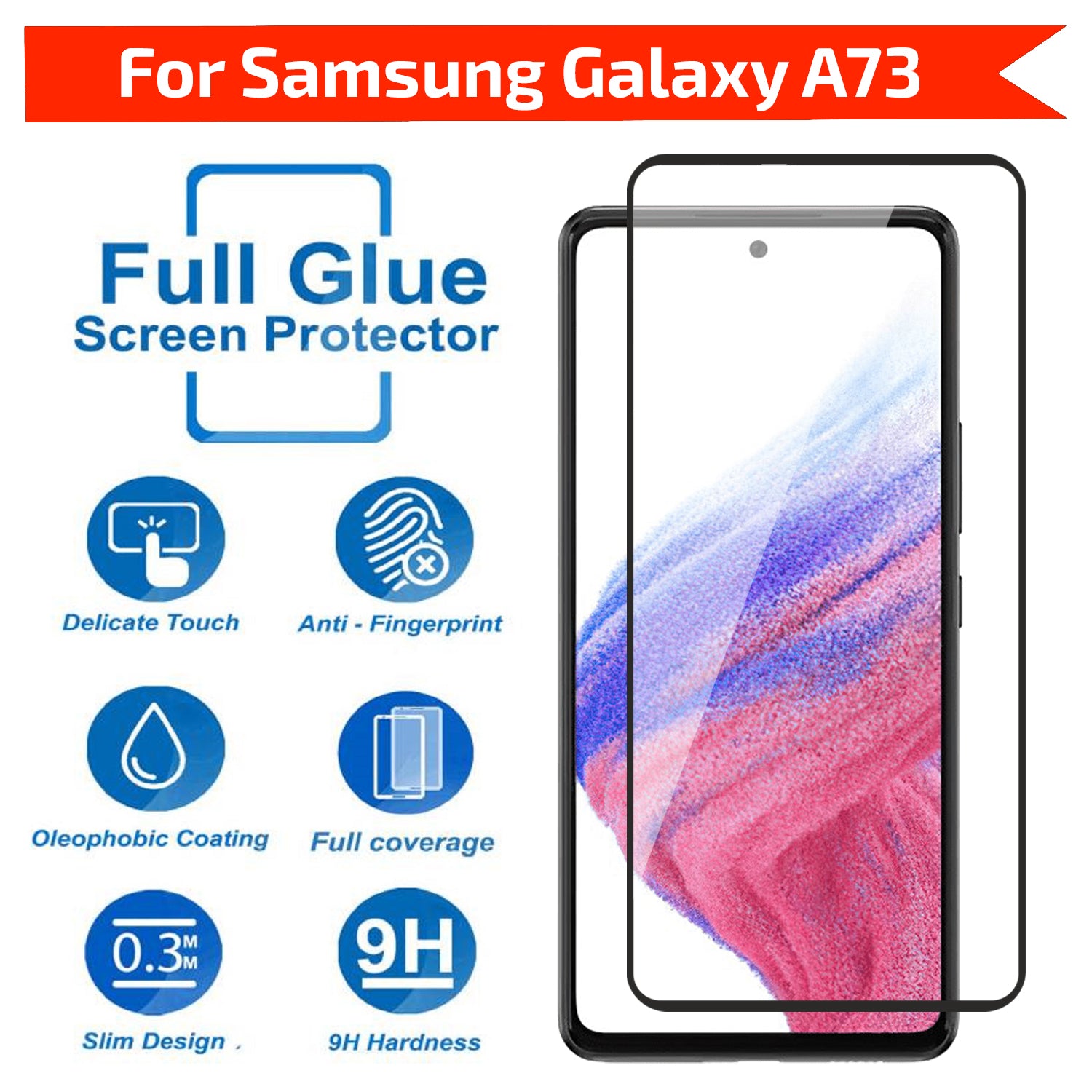 Tempered Glass for Samsung Galaxy A73 5G (Black) Edge to Edge , Pack of 1