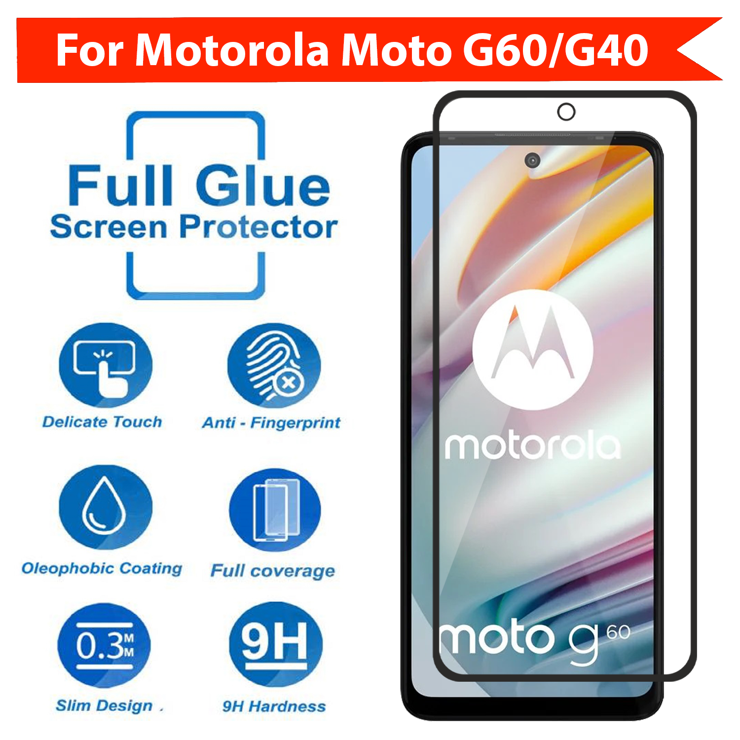 Tempered Glass for Motorola Moto G60 / Motorola Moto G40 Fusion (Black) Edge to Edge , Pack of 1