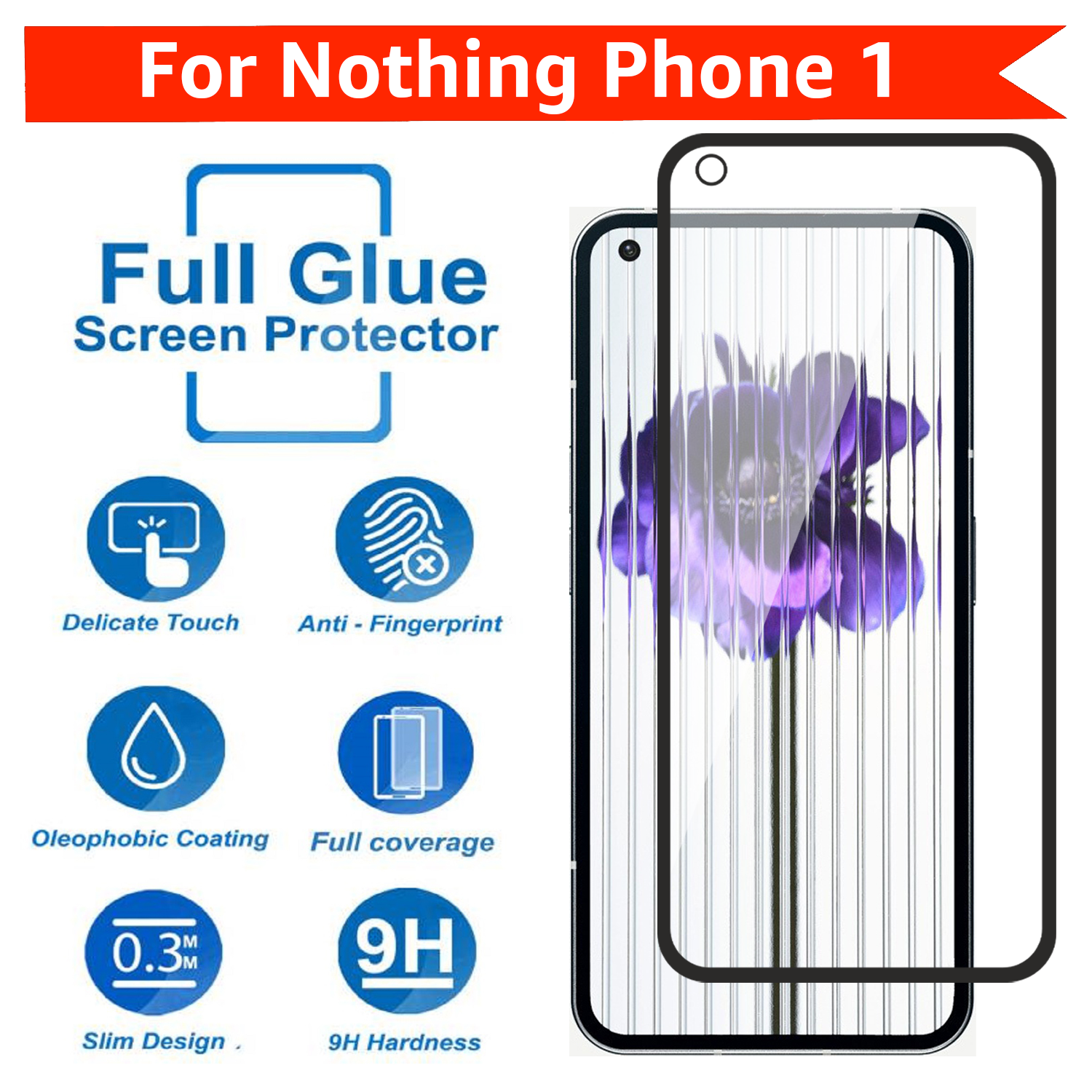 Tempered Glass for Nothing Phone (1) Edge to Edge, Pack of 1