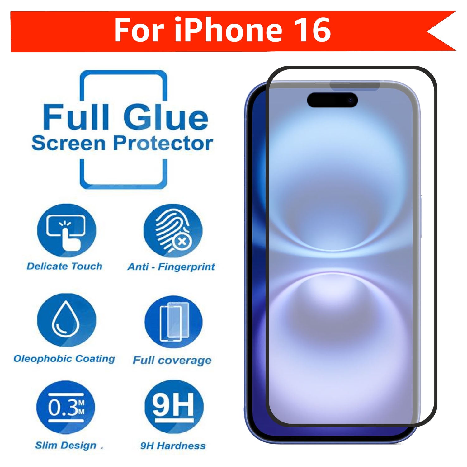 Matte Finish Gaming Tempered Glass Compatible for iPhone 16 (Black) Edge to Edge Coverage , Anti-Glare