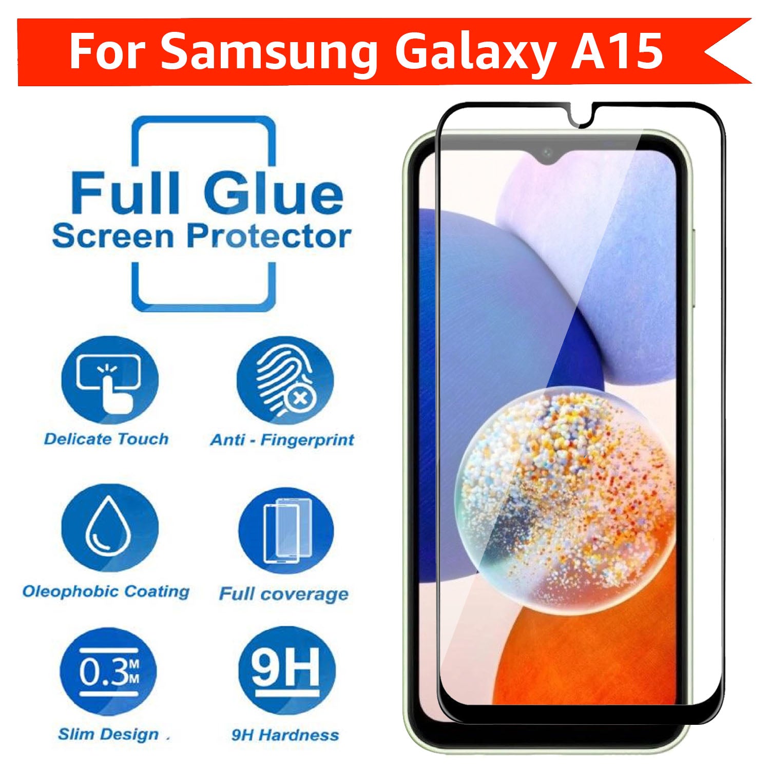 Tempered Glass for Samsung Galaxy A15 / A15 5G / F15 5G (Black) Edge to Edge , Pack of 1
