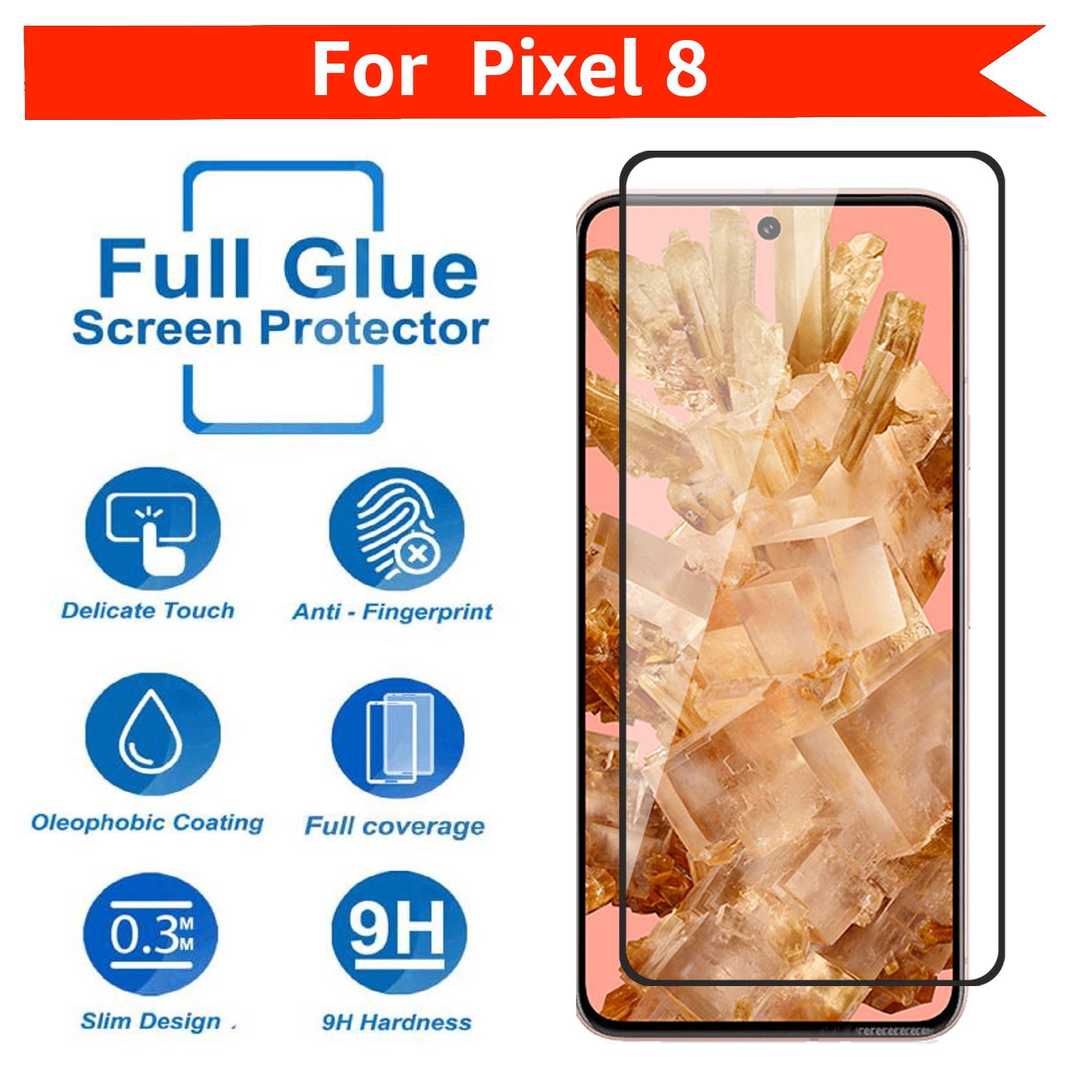 Tempered Glass for Google Pixel 8 , Pack of 1 , Edge to Edge