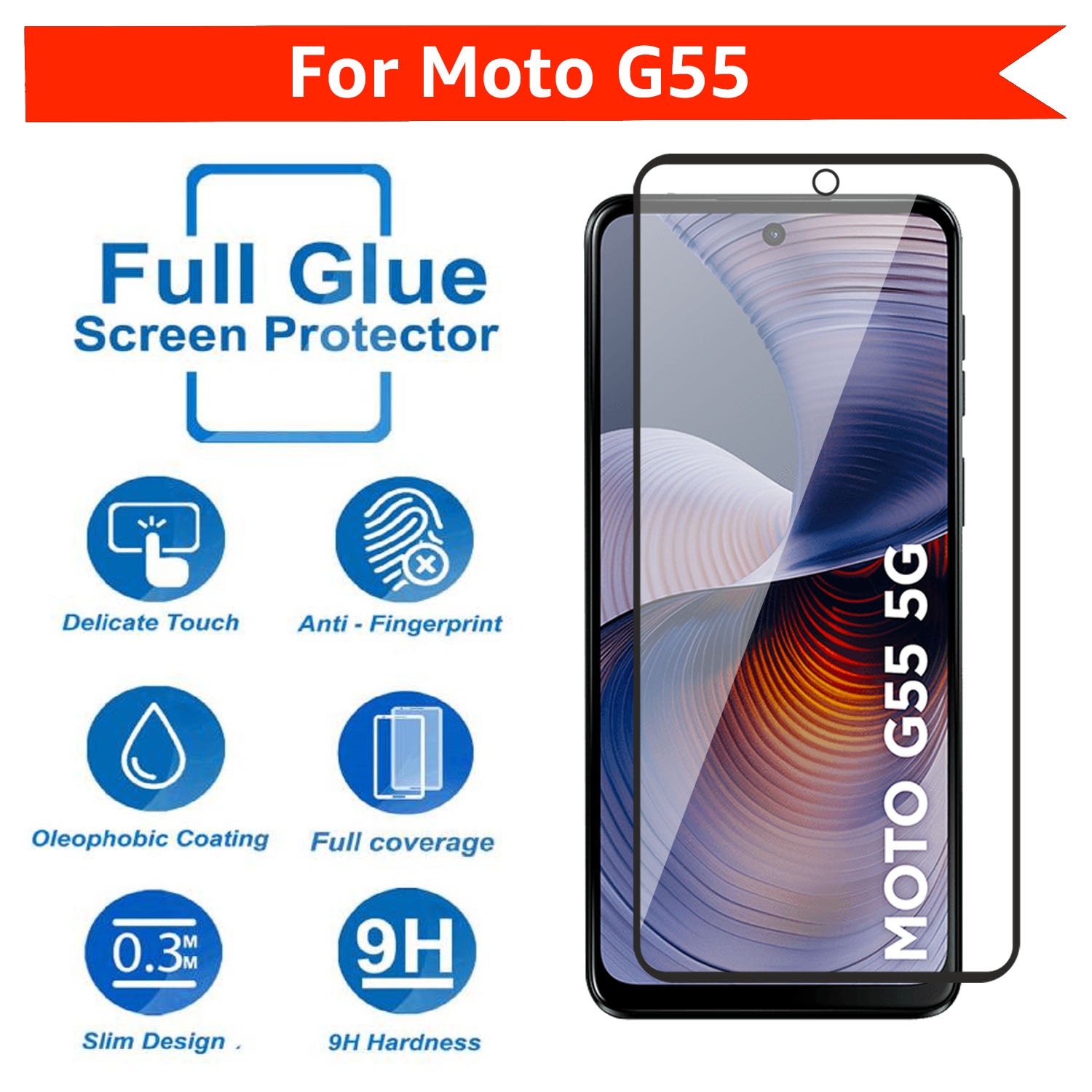 Tempered Glass for Motorola Moto G55 / G62 5G , Pack of 1 , Edge to Edge