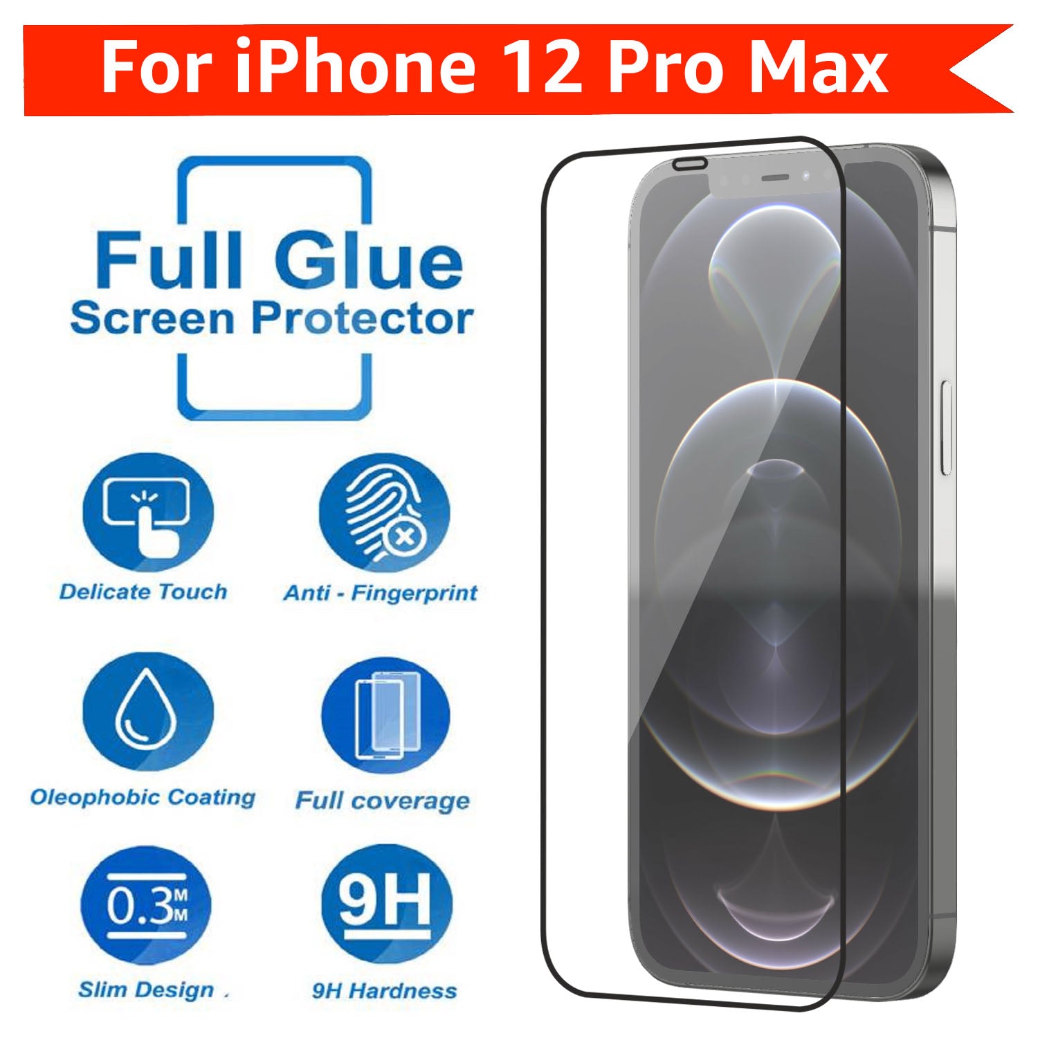 Tempered Glass for iPhone 12 Pro Max (Black) Edge to Edge , Pack of 1