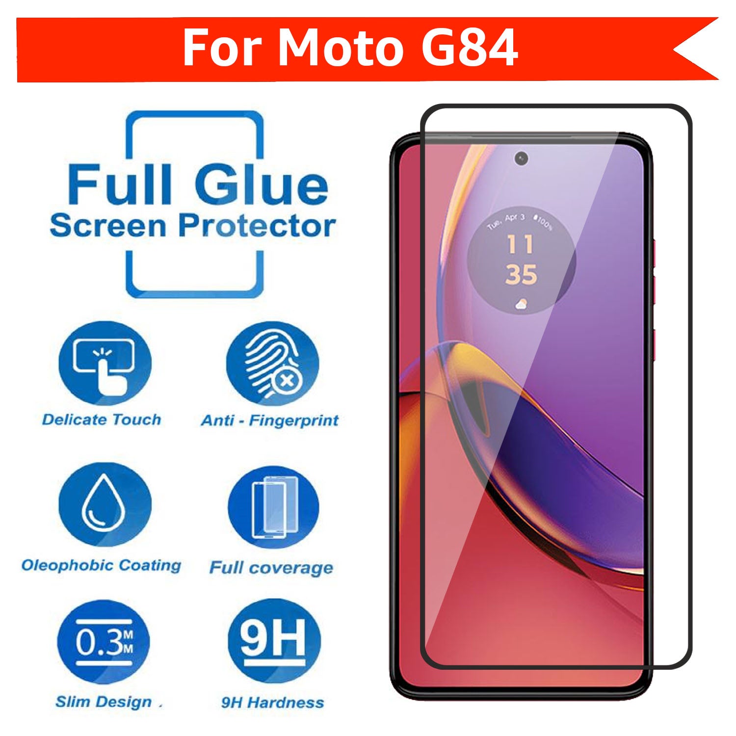 Tempered Glass for Motorola Moto G84 , Pack of 1 , Edge to Edge