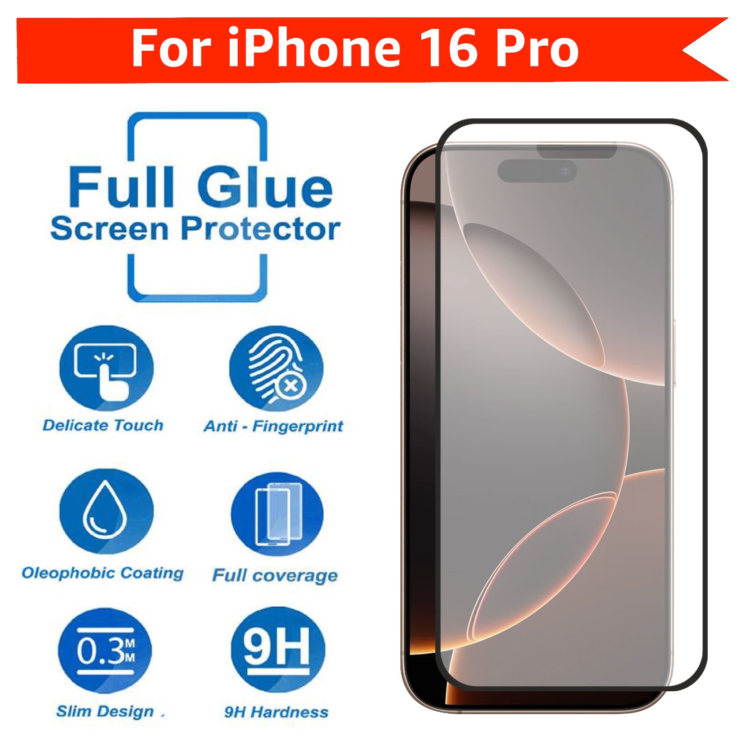 Matte Finish Gaming Tempered Glass Compatible for iPhone 16 Pro (Black) Edge to Edge Coverage , Anti-Glare