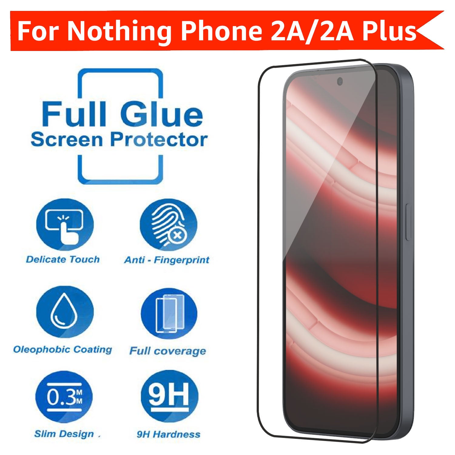 Tempered Glass for Nothing Phone 2A / Nothing Phone 2A Plus (Black) Edge to Edge , Pack of 1