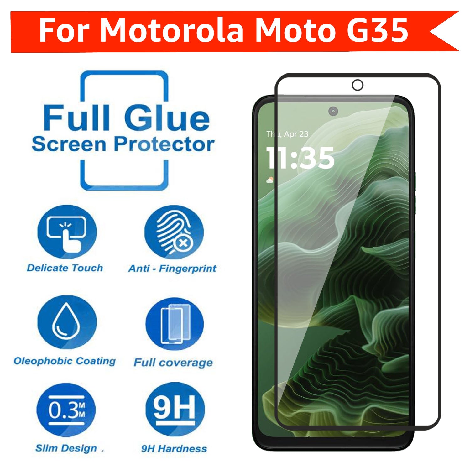 Tempered Glass for Motorola Moto G35 / Realme C63 5G , Pack of 1 , Edge to Edge