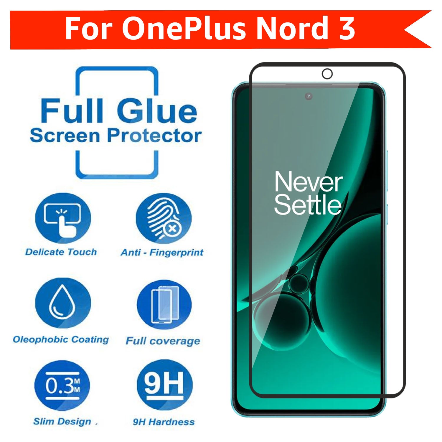 Tempered Glass for OnePlus Nord 3 (Black) Edge to Edge , Pack of 1