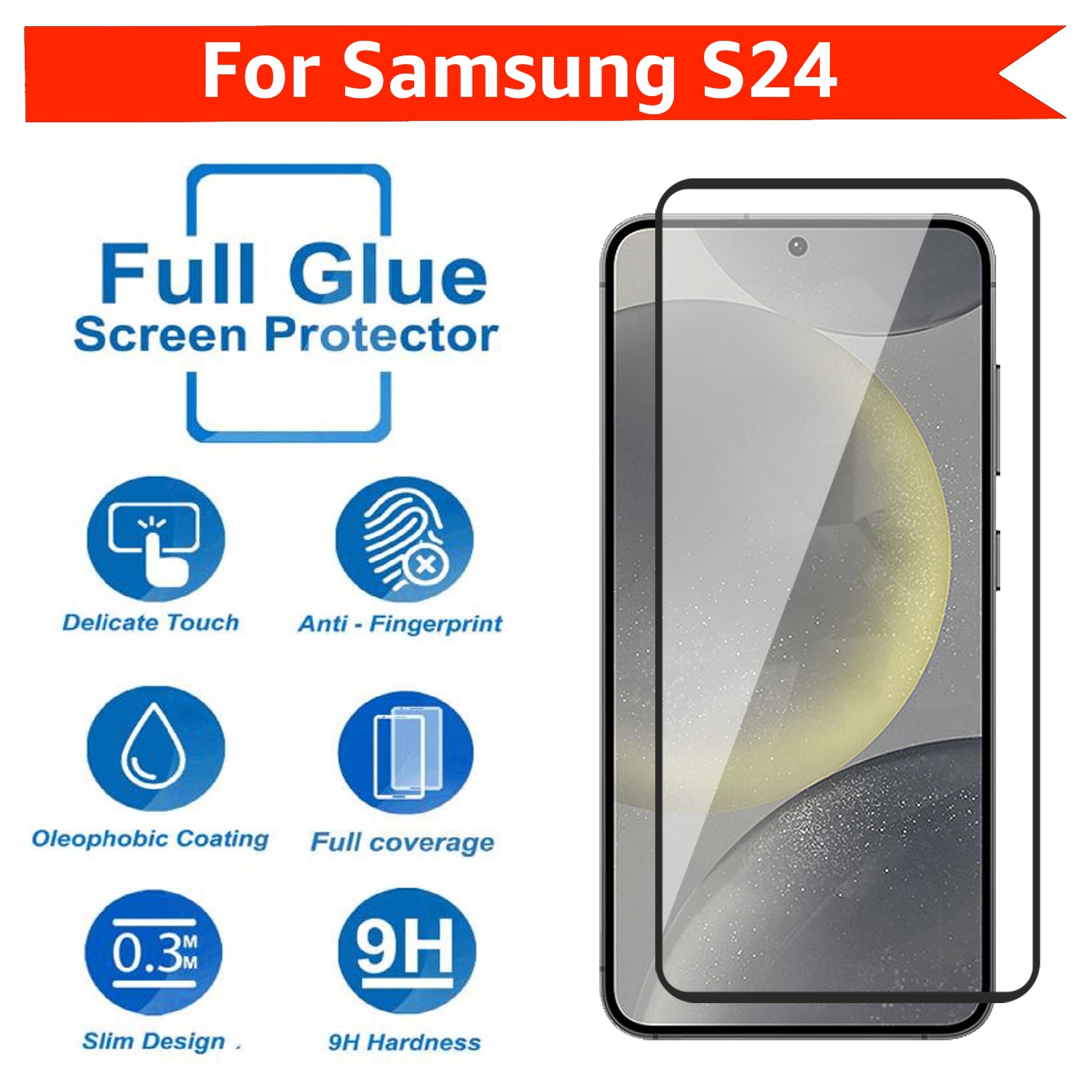 Tempered Glass for Samsung Galaxy S24 (Black) Edge to Edge , Pack of 1 ( No Guarantee for Finger Print )