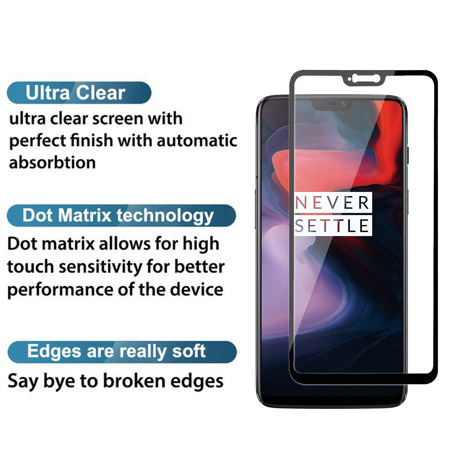 Tempered Glass for Oneplus 6 (Black) Edge to Edge, Pack of 1