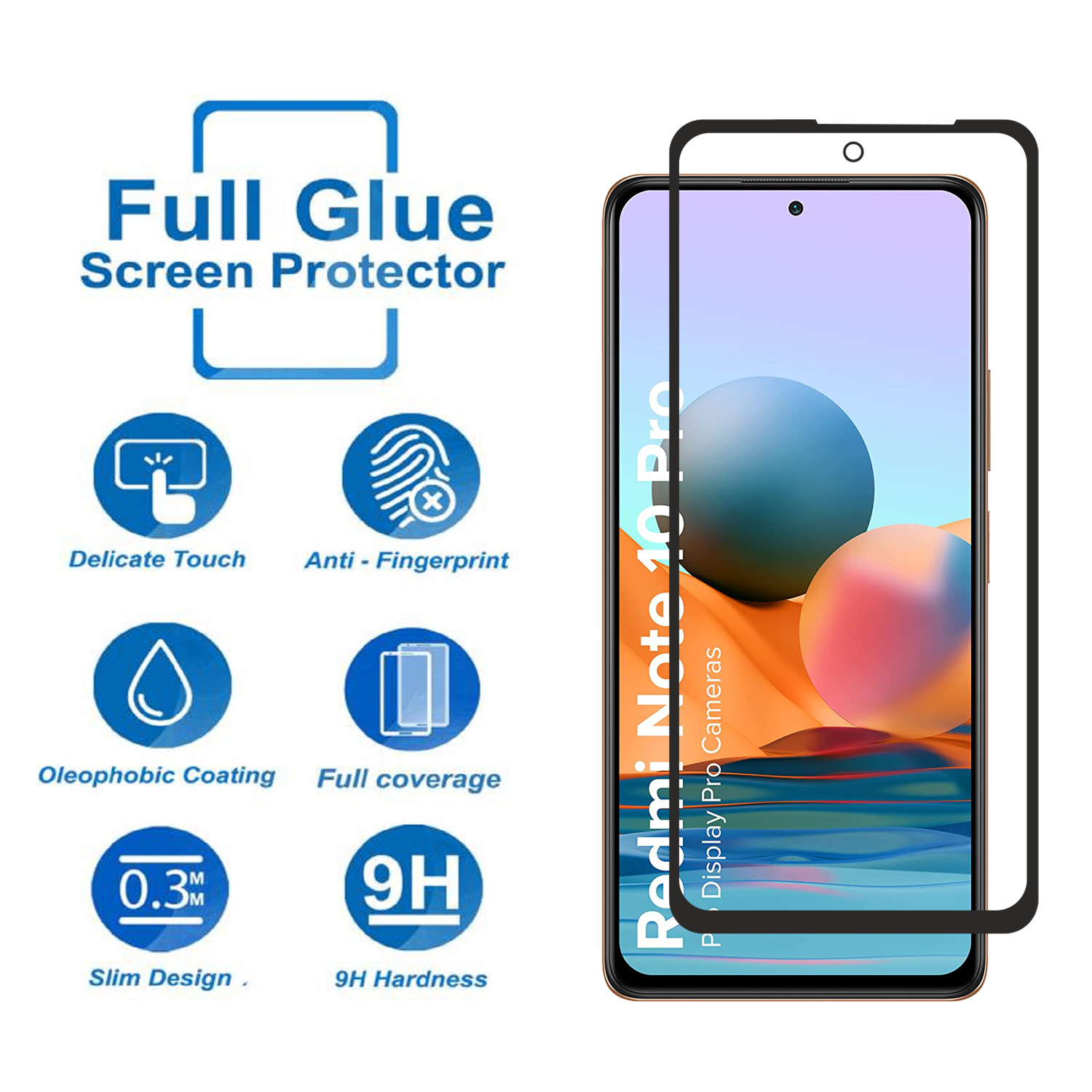Tempered Glass for Xiaomi Redmi Note 10 Pro / Note 10 Pro Max / Poco F3 / Redmi K40 / Redmi K40 Pro (Black) Edge to Edge, Pack of 1