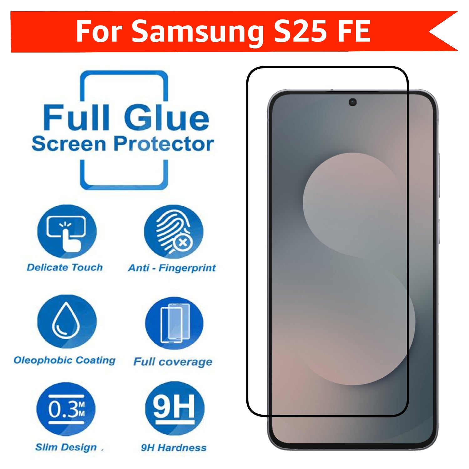 Tempered Glass for Samsung Galaxy S25 FE (Black) Edge to Edge , Pack of 1 ( No Guarantee for Finger Print ) (Copy)
