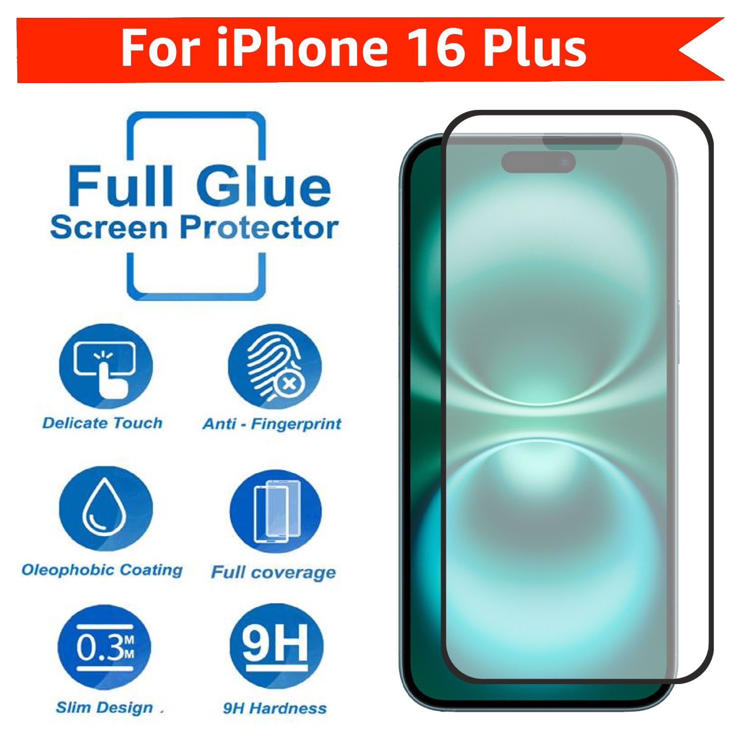 Matte Finish Gaming Tempered Glass Compatible for iPhone 16 Plus (Black) Edge to Edge Coverage , Anti-Glare