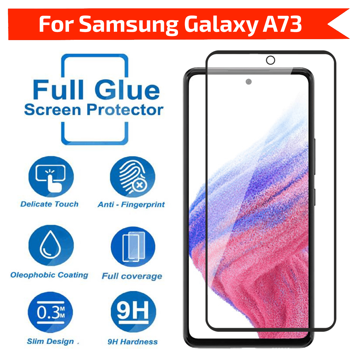 Tempered Glass for Samsung Galaxy A73 5G (Black) Edge to Edge , Pack of 1