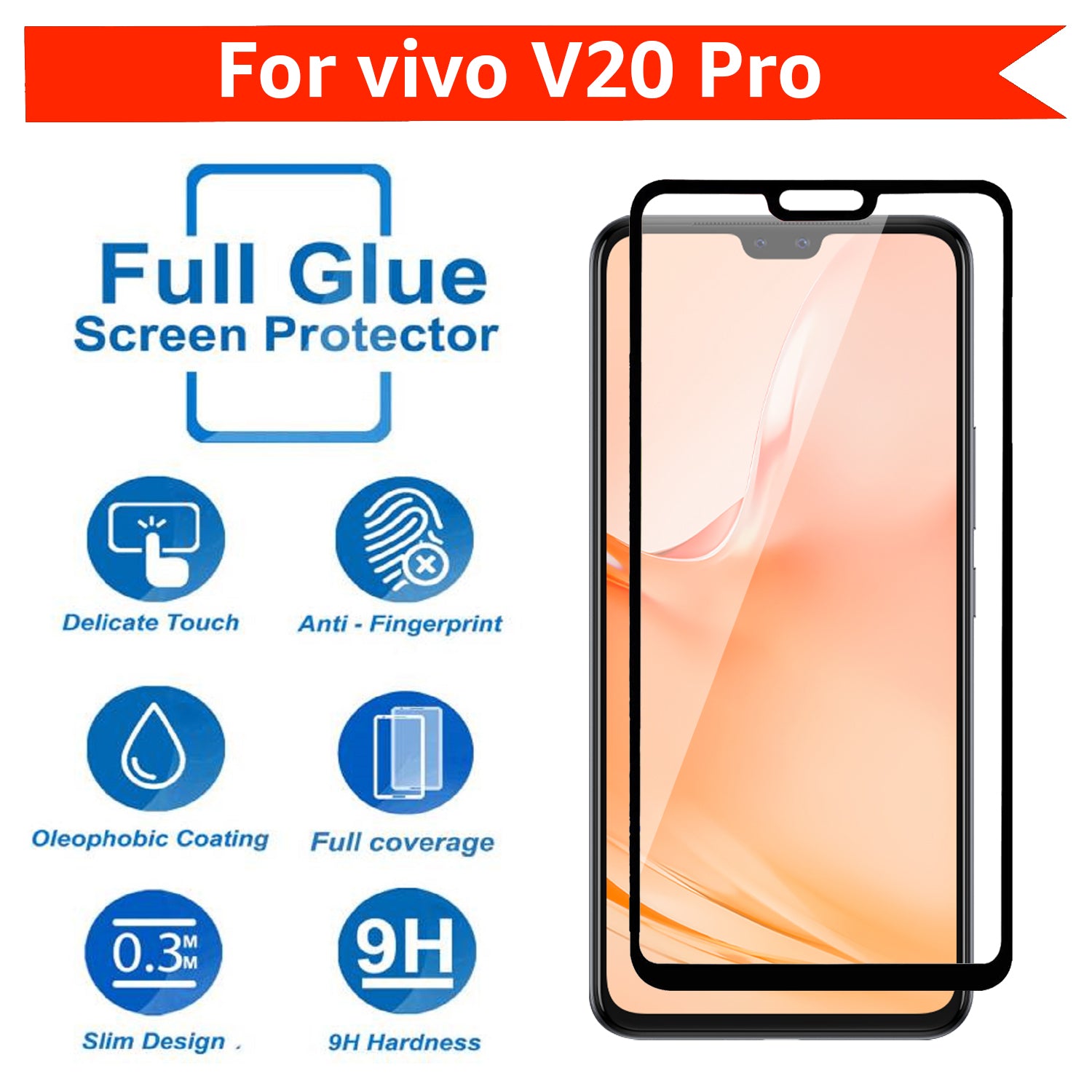 Tempered Glass for vivo V20 Pro (Black) Edge to Edge , Pack of 1