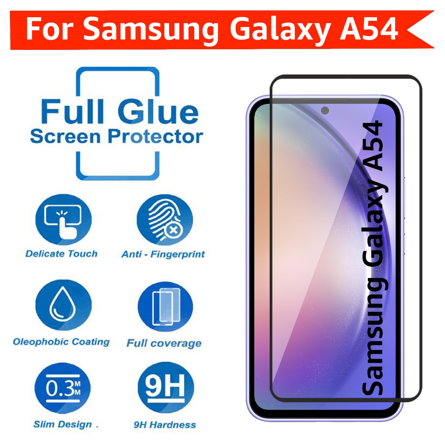 Tempered Glass for Samsung Galaxy A54 (Black) Edge to Edge , Pack of 1