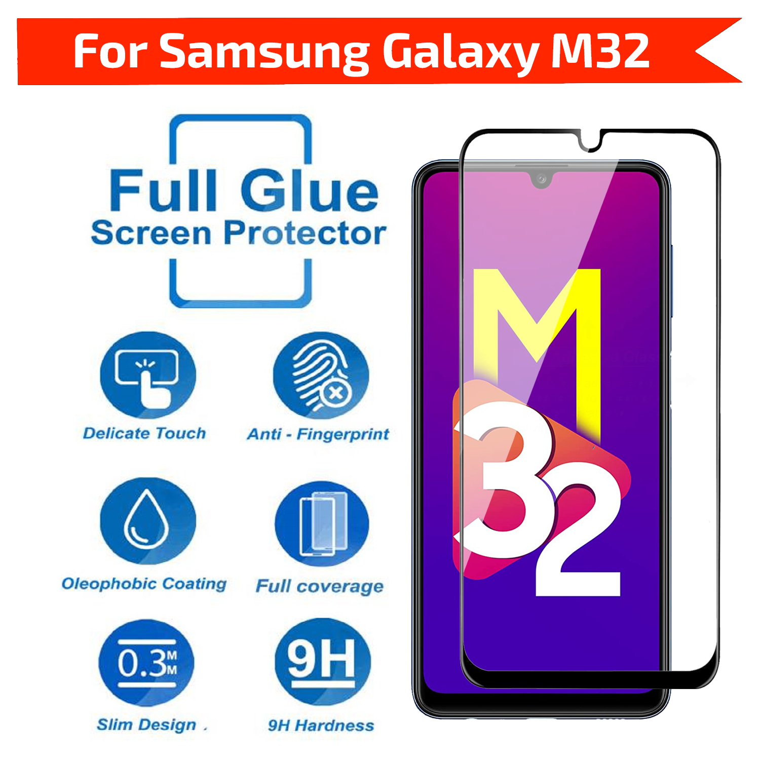 Tempered Glass for Samsung Galaxy M32 4G / A32 4G / A31 / A22 4G / F22 / M22 (Black) Edge to Edge , Pack of 1