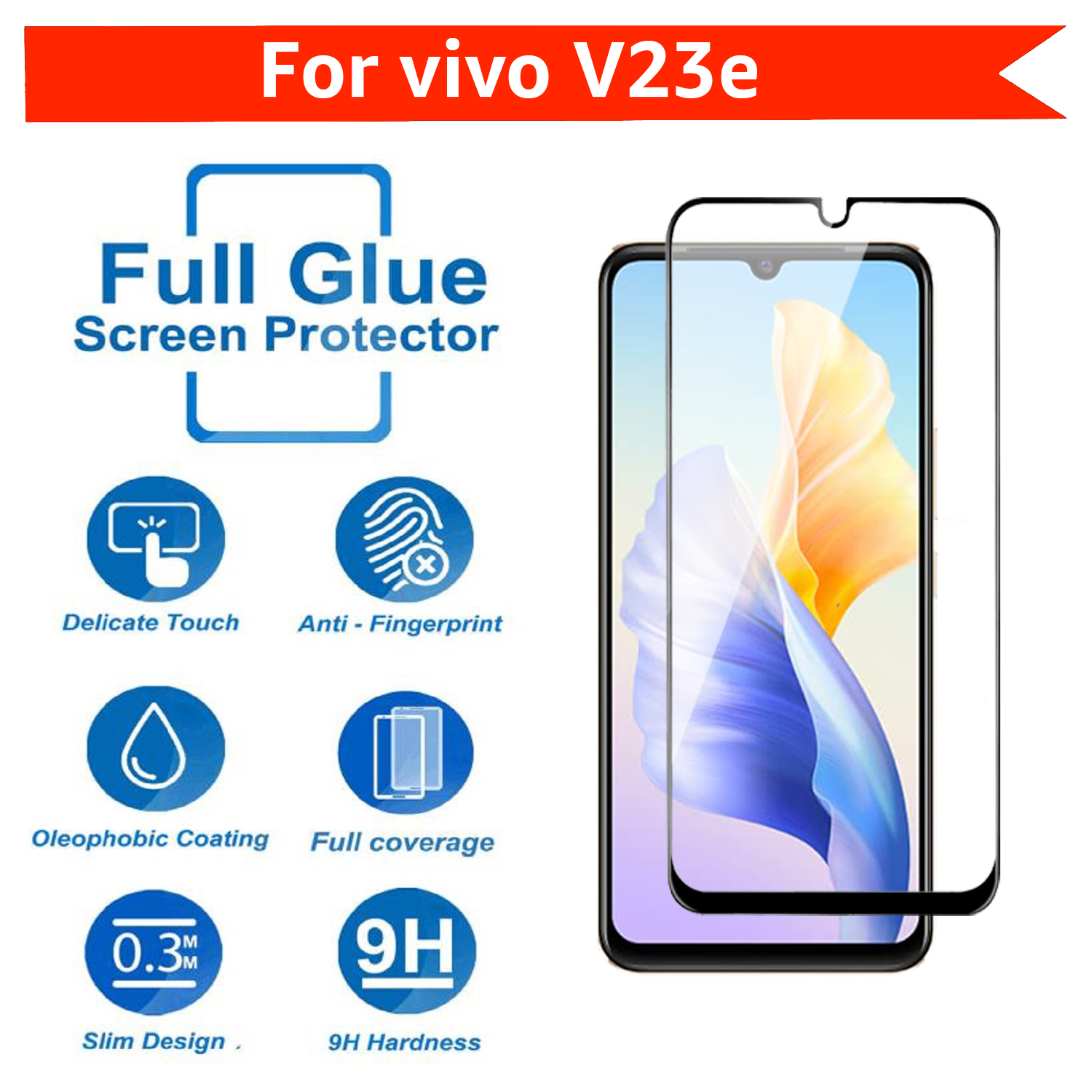 Tempered Glass for vivo V23e / V23e 5G (Black) Edge to Edge , Pack of 1