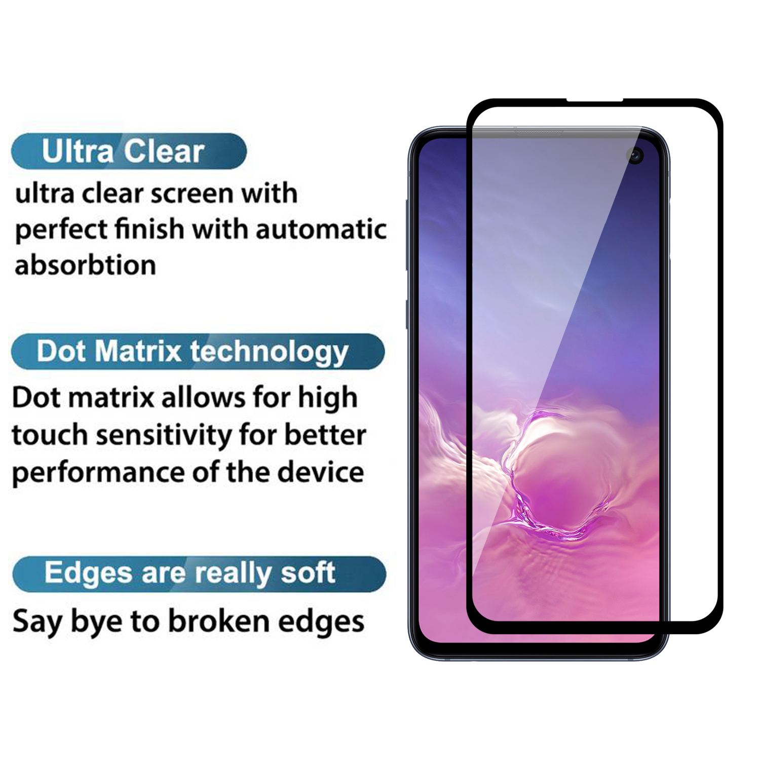 Tempered Glass for Samsung Galaxy S10e (Black) Edge to Edge , Pack of 1