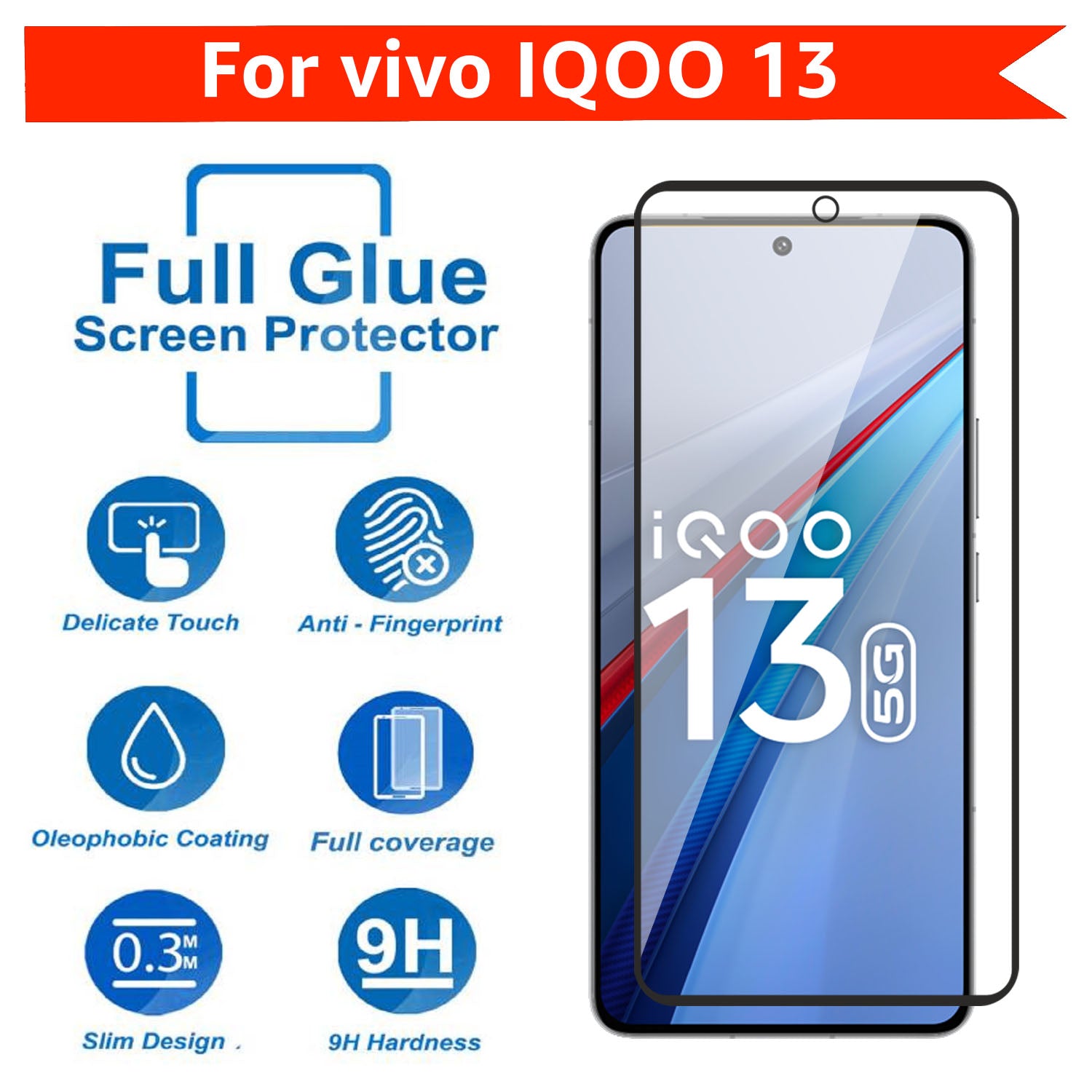 Tempered Glass for Vivo IQOO 13 (Black) Edge to Edge , Pack of 1