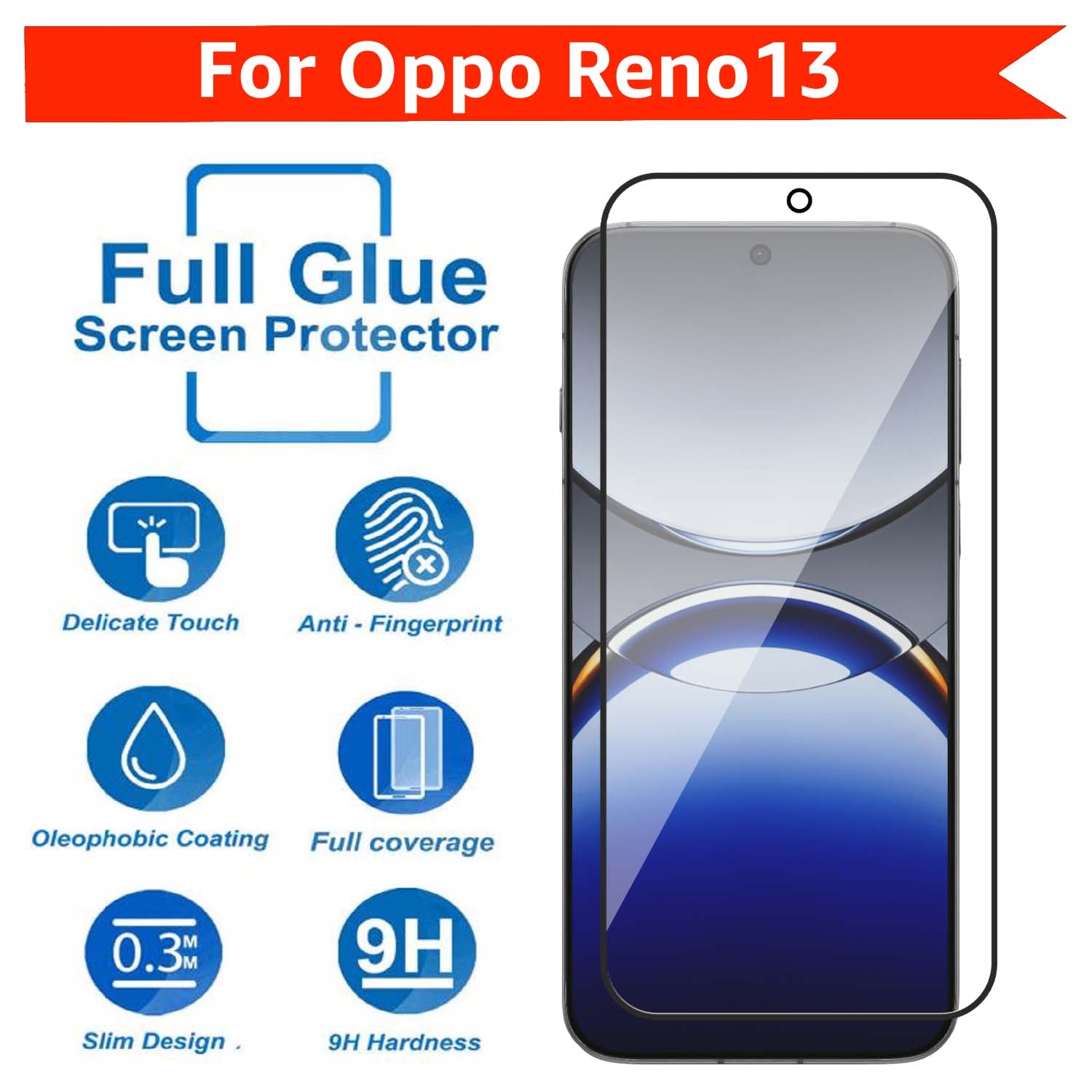 Tempered Glass for Oppo Reno 13 (Black) Edge to Edge , Pack of 1