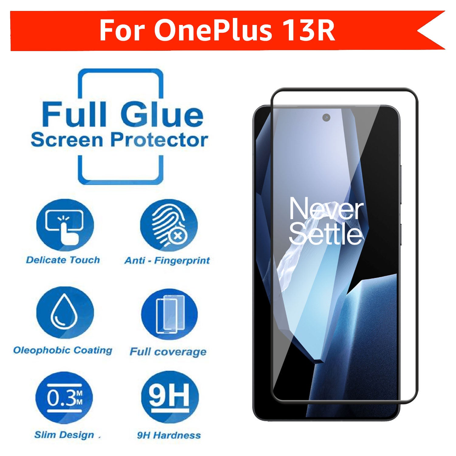 Tempered Glass for OnePlus 13R (Black) Edge to Edge , Pack of 1