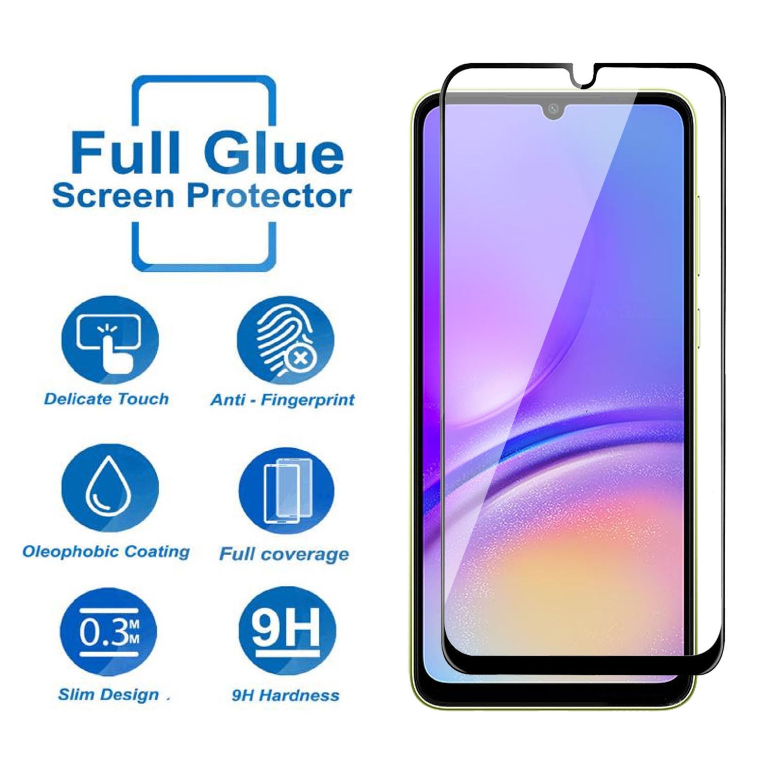 Tempered Glass for Samsung Galaxy A05 / M05 / F05 (Black) Edge to Edge , Pack of 1