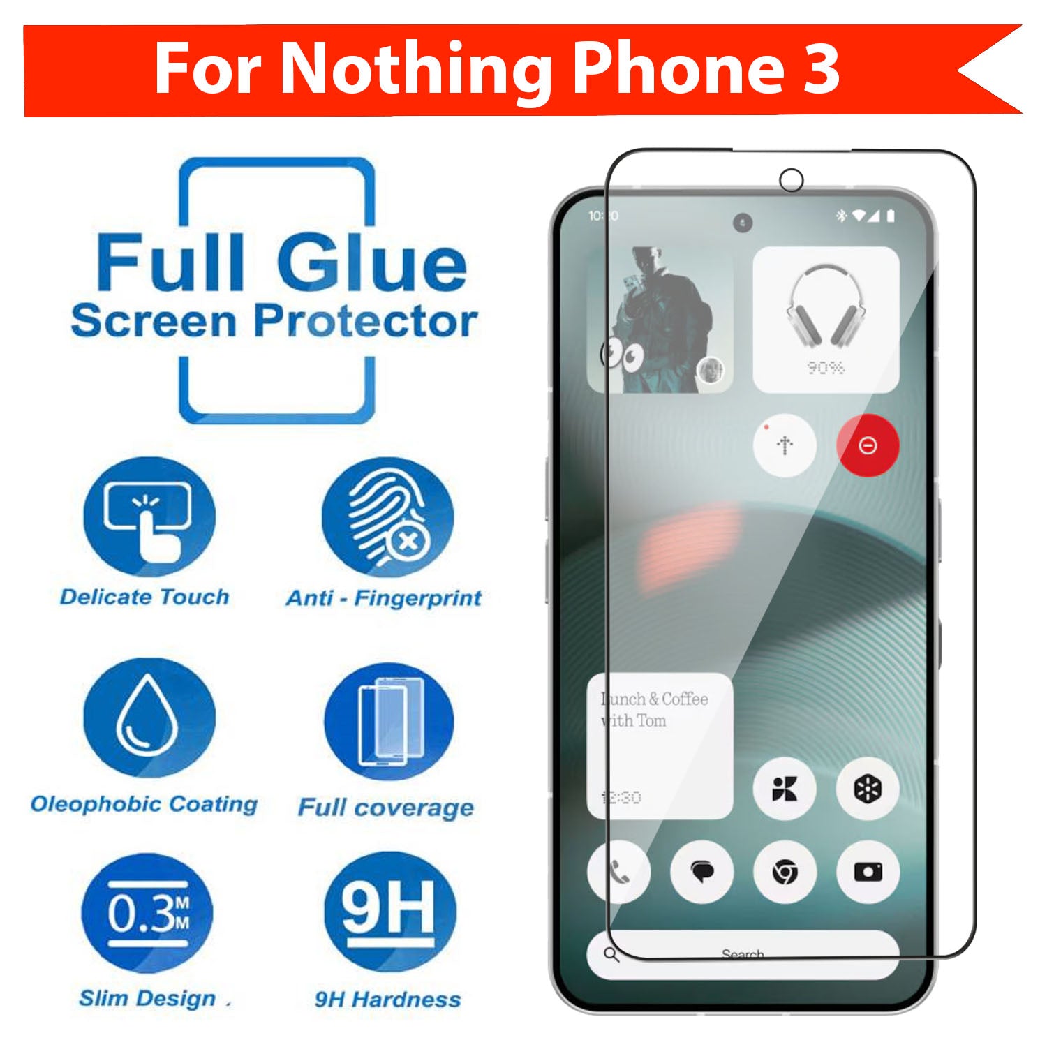 Tempered Glass for Nothing Phone 3 (Black) Edge to Edge , Pack of 1