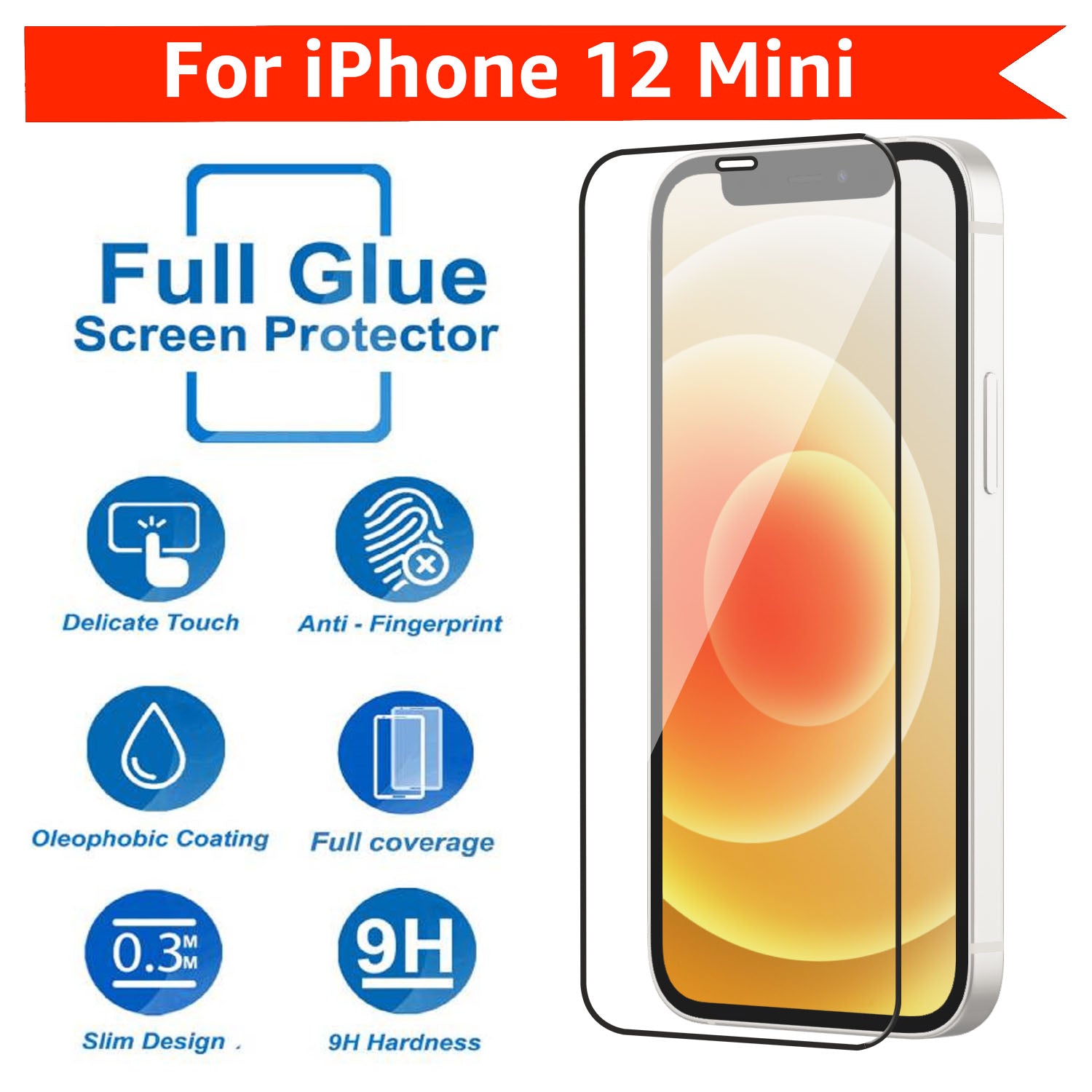 Tempered Glass for iPhone 12 Mini (Black) Edge to Edge , Pack of 1