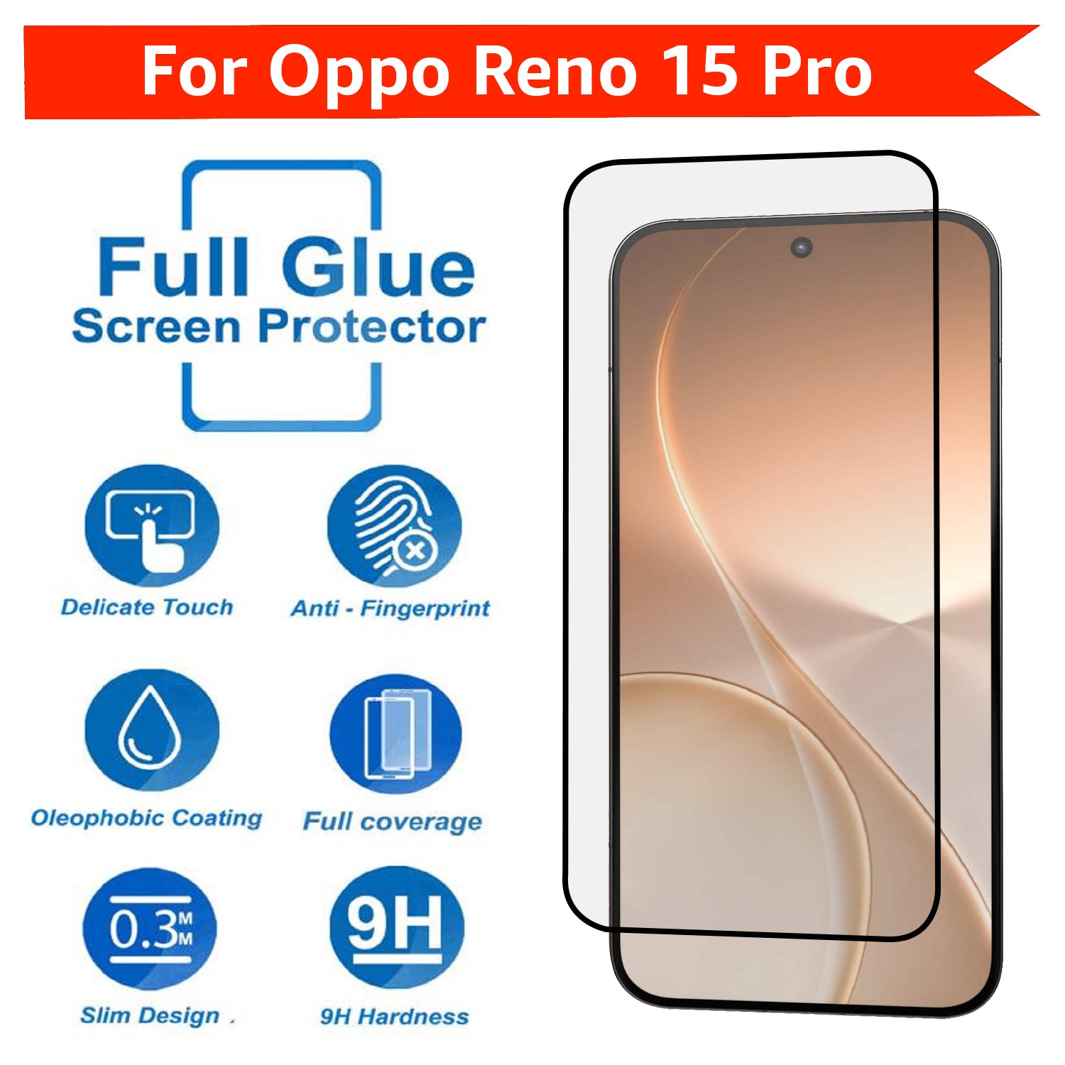 Tempered Glass for Oppo Reno 15 Pro (Black) Edge to Edge , Pack of 1