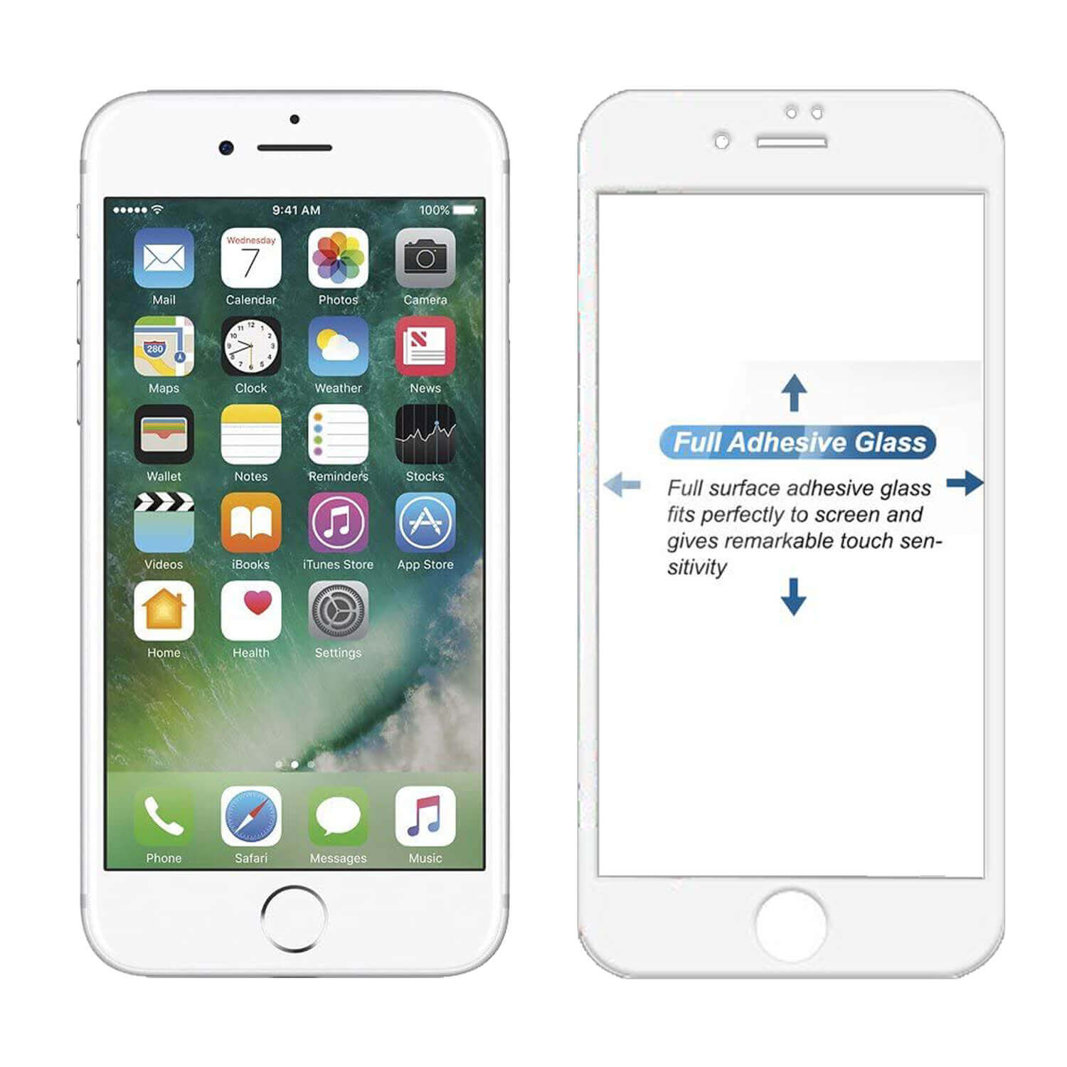 Tempered Glass for Apple iPhone 6 Plus / Apple iPhone 6s Plus (White) , Edge to Edge