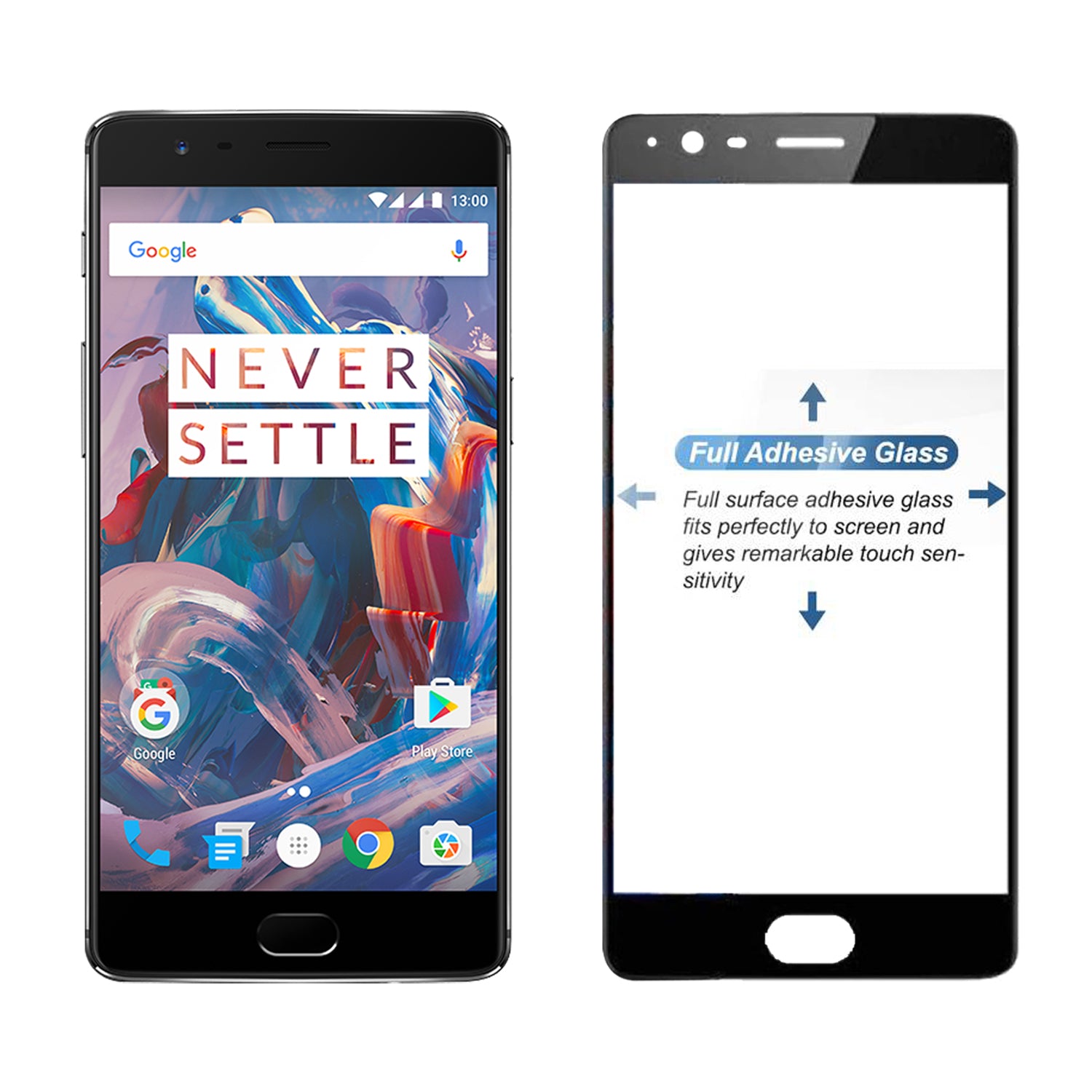 Tempered Glass for OnePlus 3 / OnePlus 3T (Black) Edge to Edge , Pack of 1