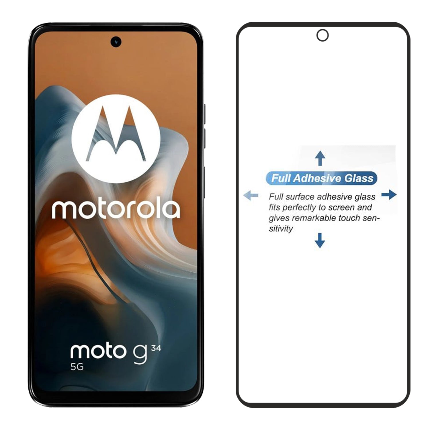 Tempered Glass for Motorola Moto G34 / G45, Pack of 1 , Edge to Edge