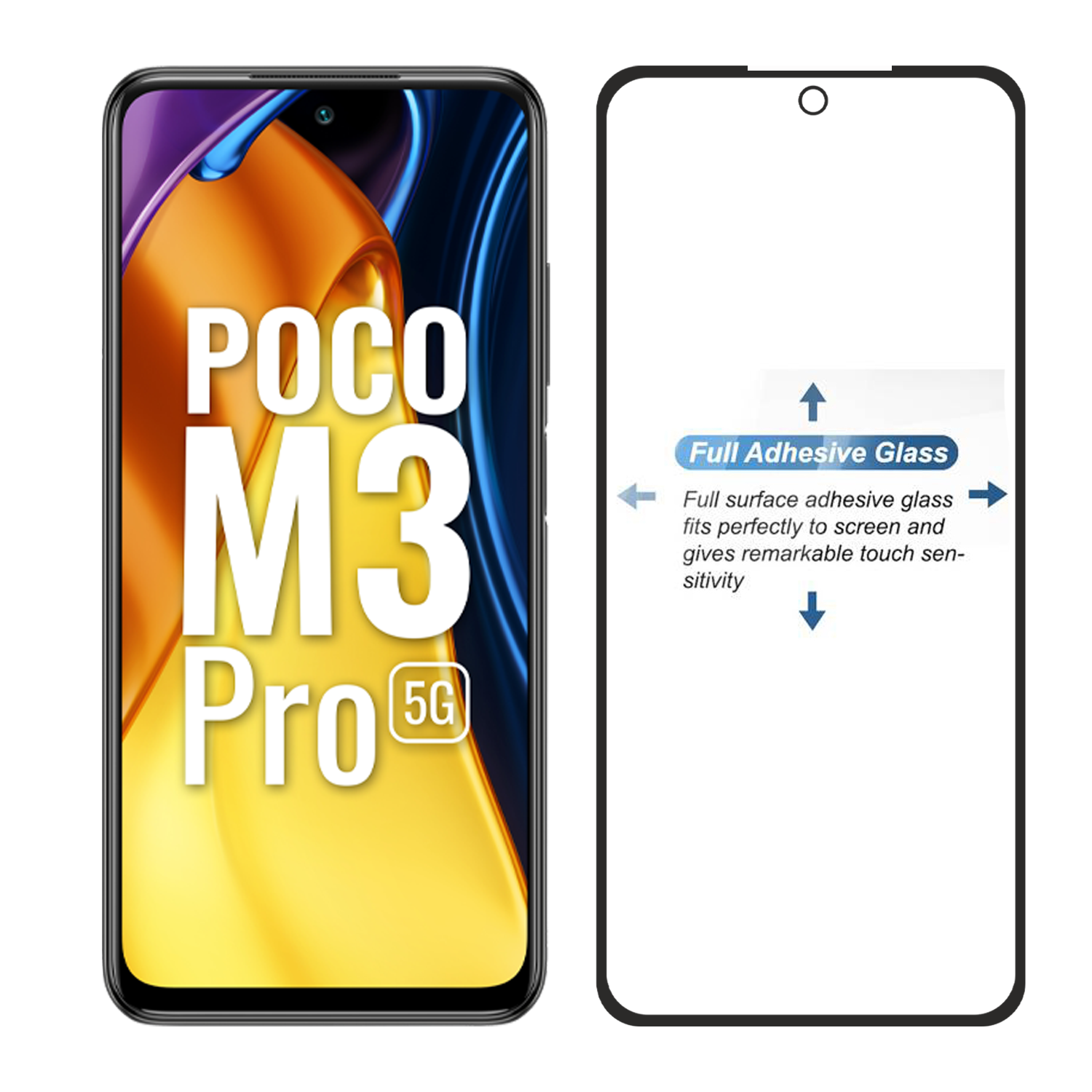 Tempered Glass for Xiaomi Poco M3 Pro/Xiaomi Poco M3 Pro 5G / Xiaomi Redmi Note 10T 5G (Black) , Edge to Edge , Pack of 1