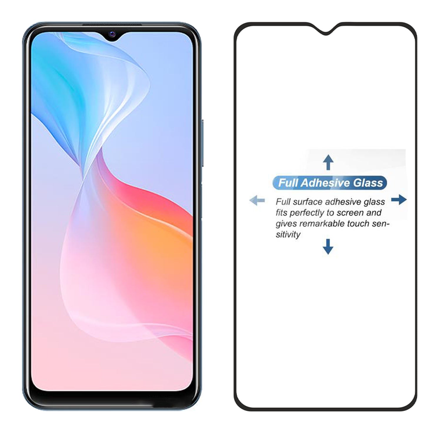 Tempered Glass for vivo Y12a , Y12s , Y12s 2021 , Y51 2020 , Y51a , Y52 5G (Black) Edge to Edge , Pack of 1