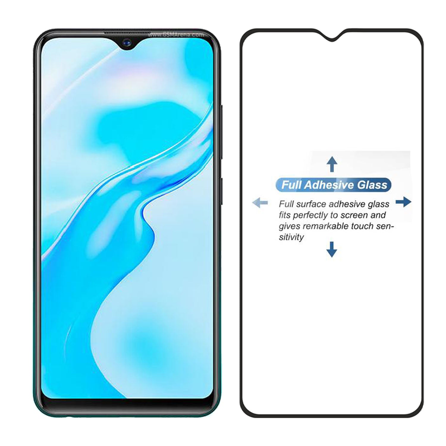 Tempered Glass for vivo Y1s (Black) Edge to Edge , Pack of 1