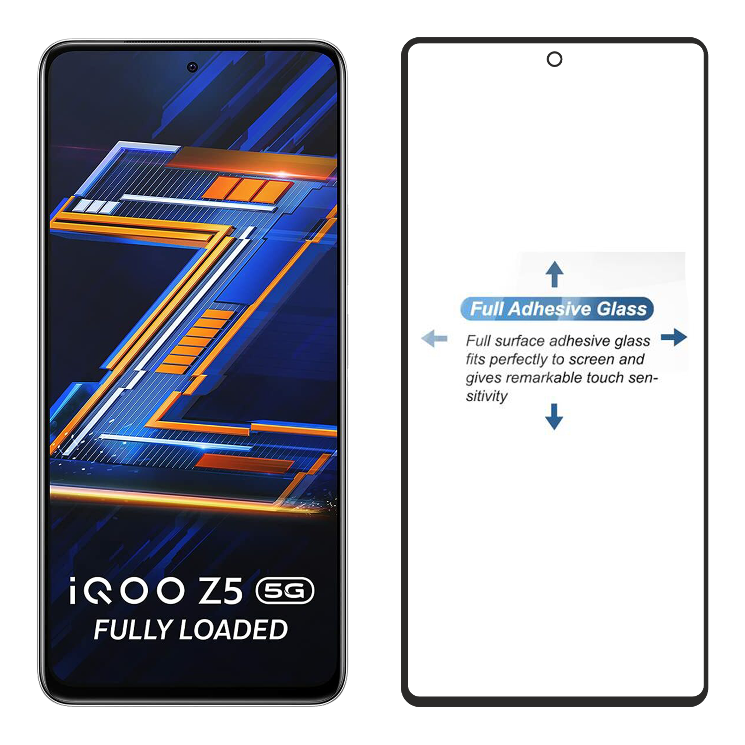 Tempered Glass for vivo iQOO Z5 (Black) Edge to Edge , Pack of 1