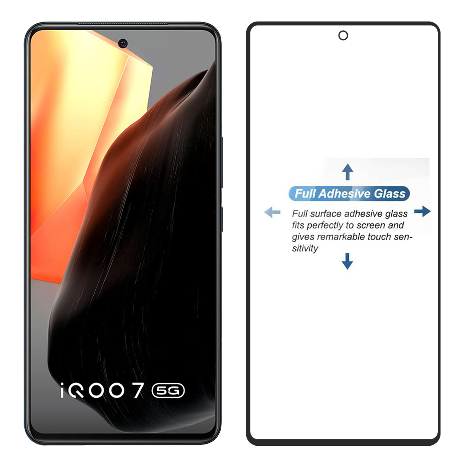 Tempered Glass for vivo iQOO 7 (Black) Edge to Edge , Pack of 1