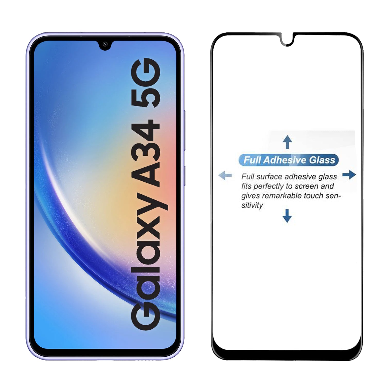 Tempered Glass for Samsung Galaxy A34 (Black) Edge to Edge , Pack of 1
