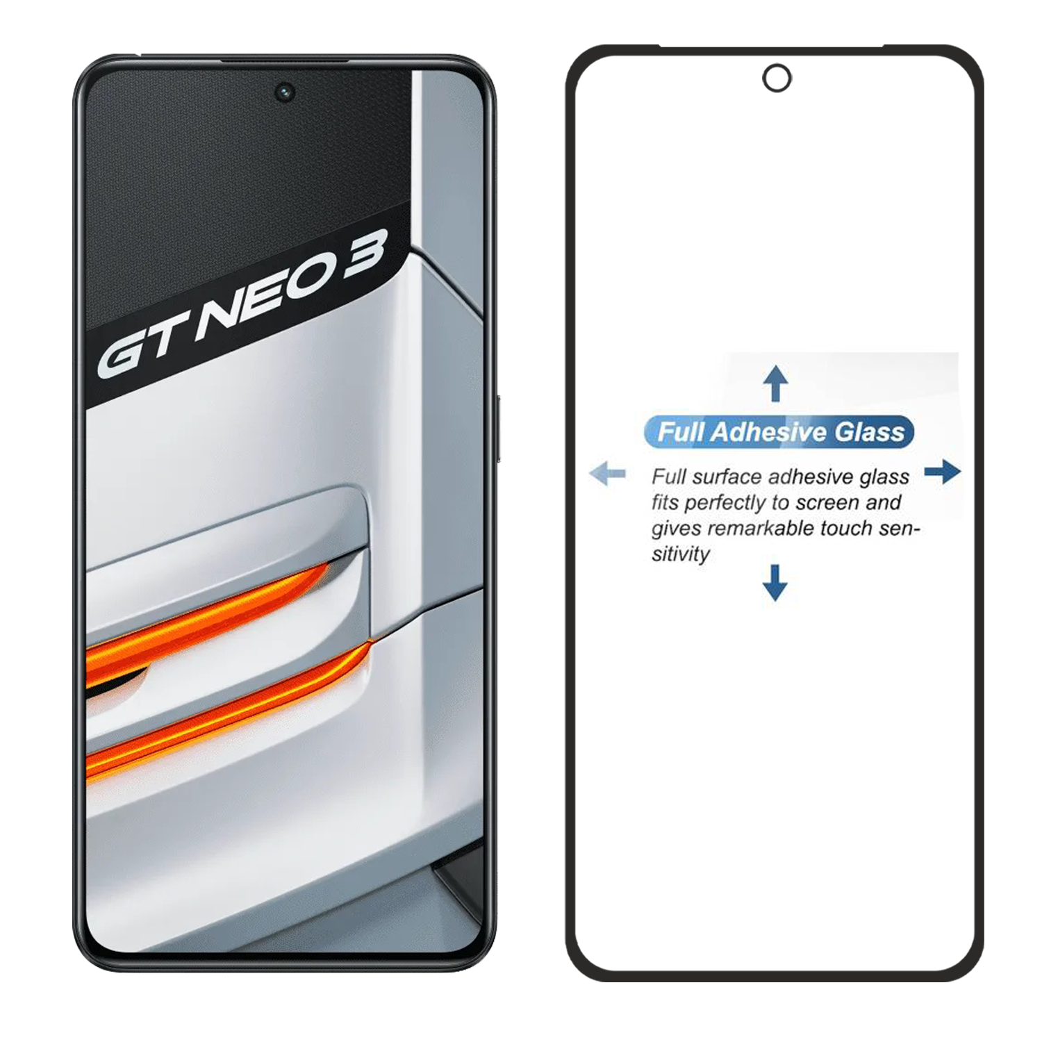 Tempered Glass for Realme GT Neo 3 (Black) , Edge to Edge , Pack of 1