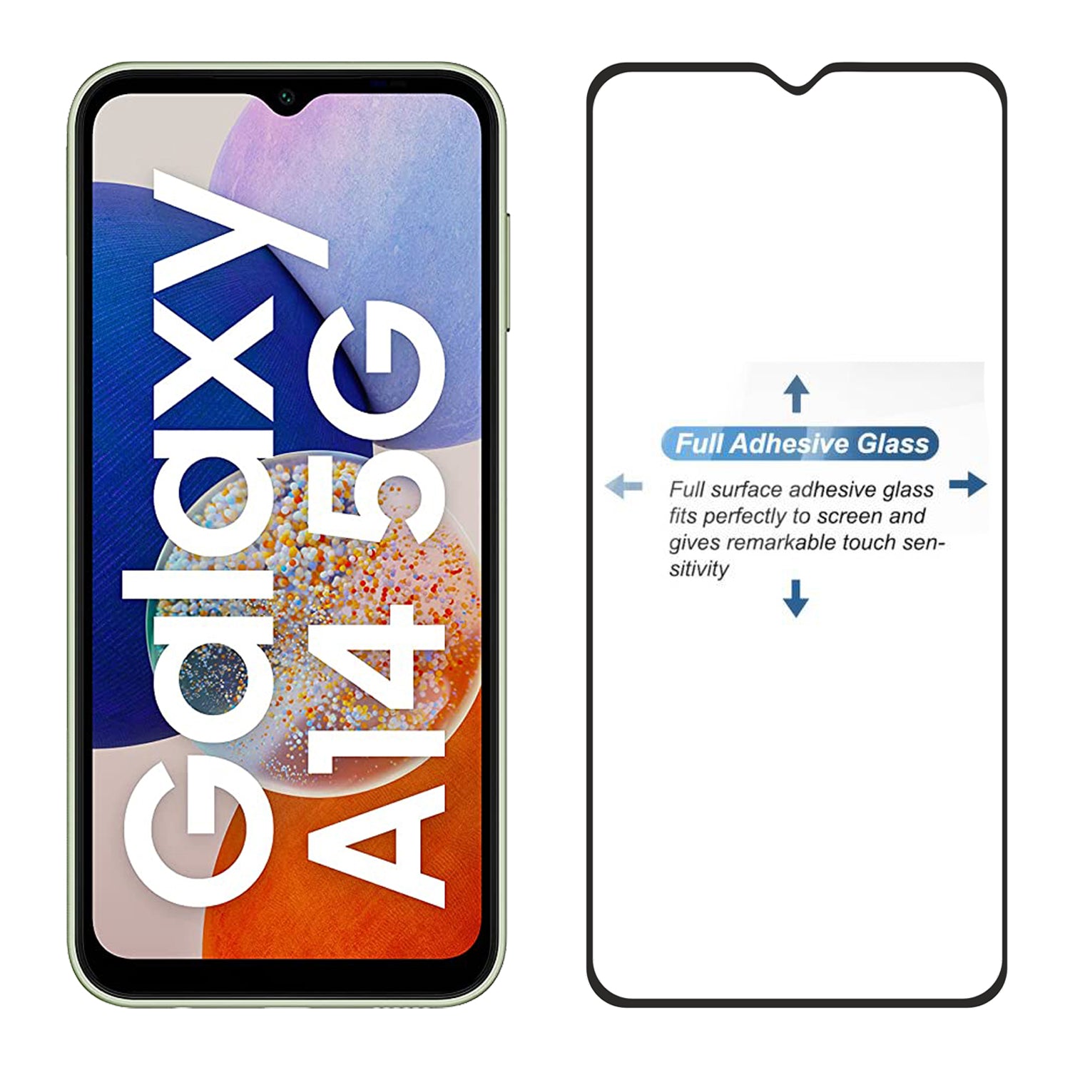 Tempered Glass for Samsung Galaxy A14 , M14 , F14 (Black) Edge to Edge , Pack of 1