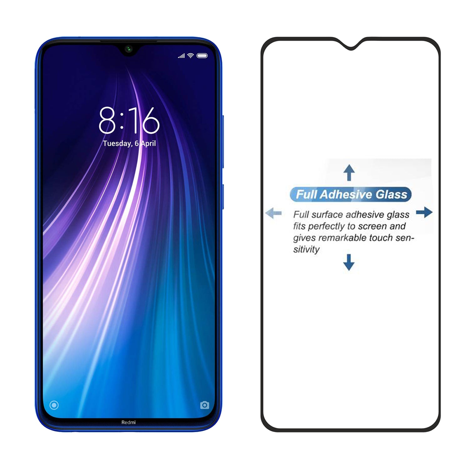 Tempered Glass for Xiaomi Redmi Note 8 (Black) Edge to Edge , Pack of 1